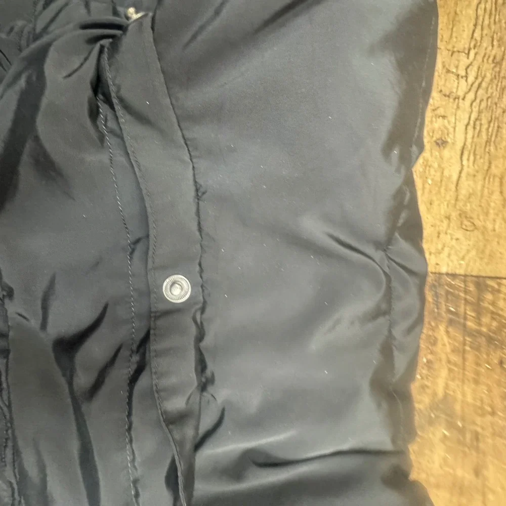 Lands End Womens Quilted Puffer Jacket Black Down‎ Blend Full Zip Size 2X READ